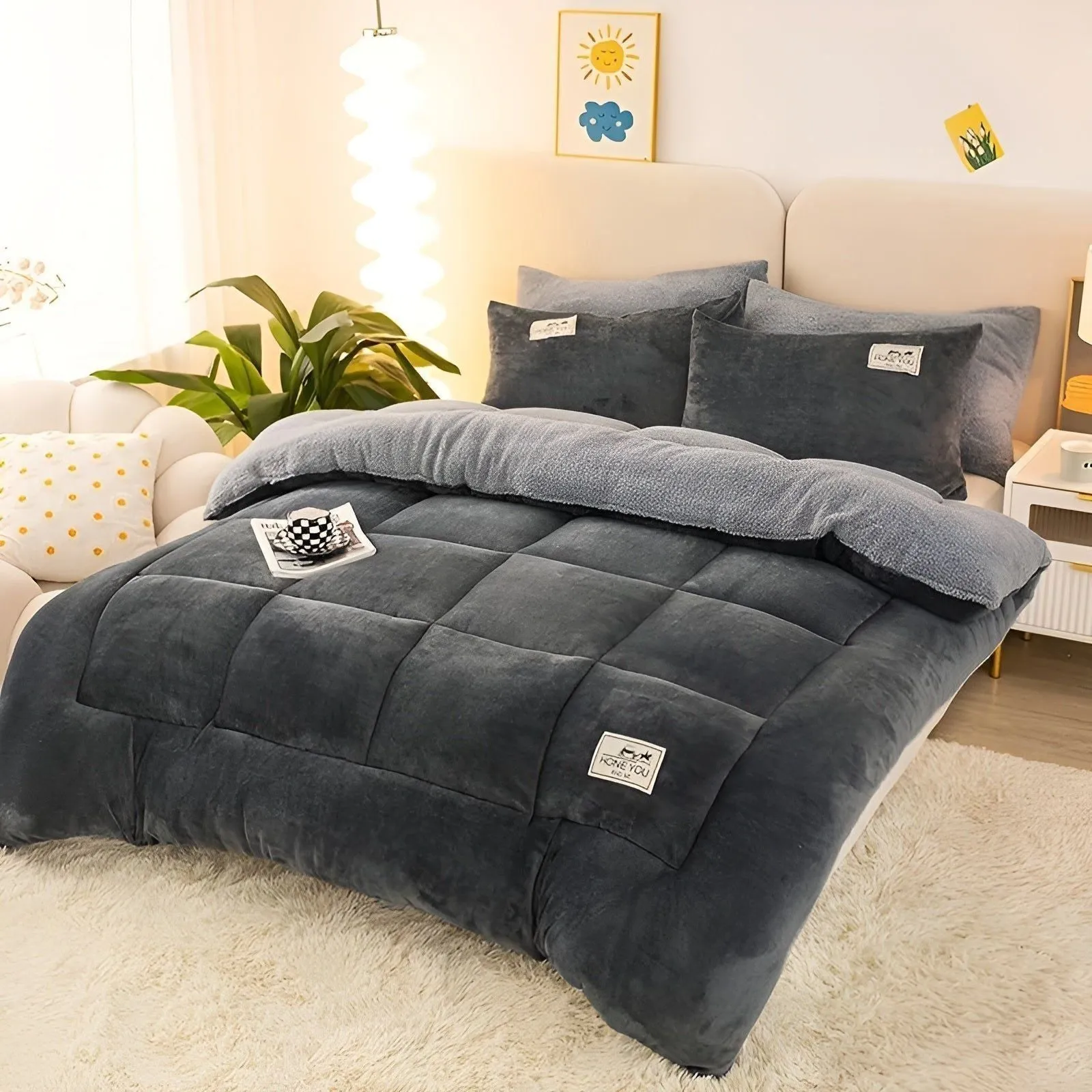 FleeceCozy Blanket - Warmes Gestepptes Sherpa-Fleece-Decke