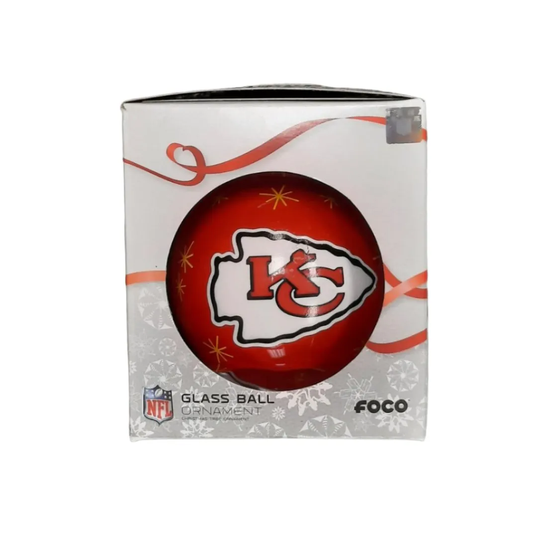 FOCO NFL Kansas City Chiefs Glass Ball Ornament