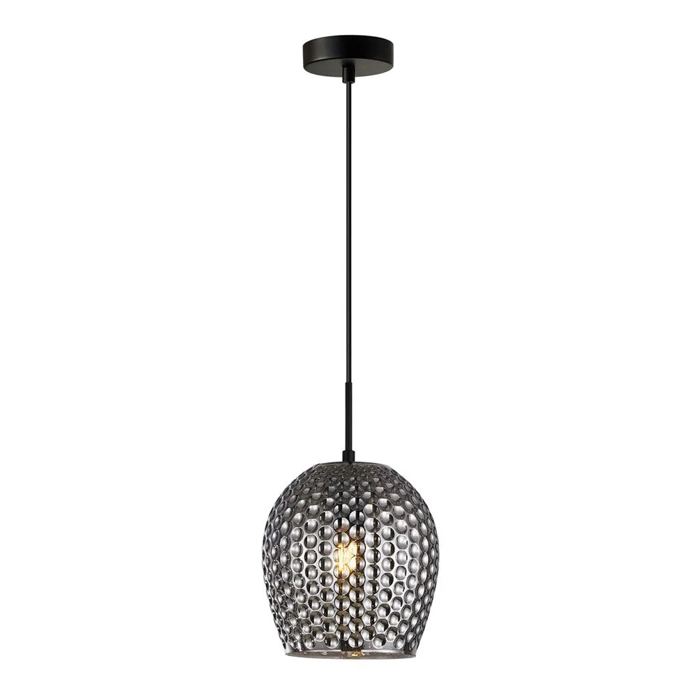 Fossetta Pendant Light in Amber or Smokey Black