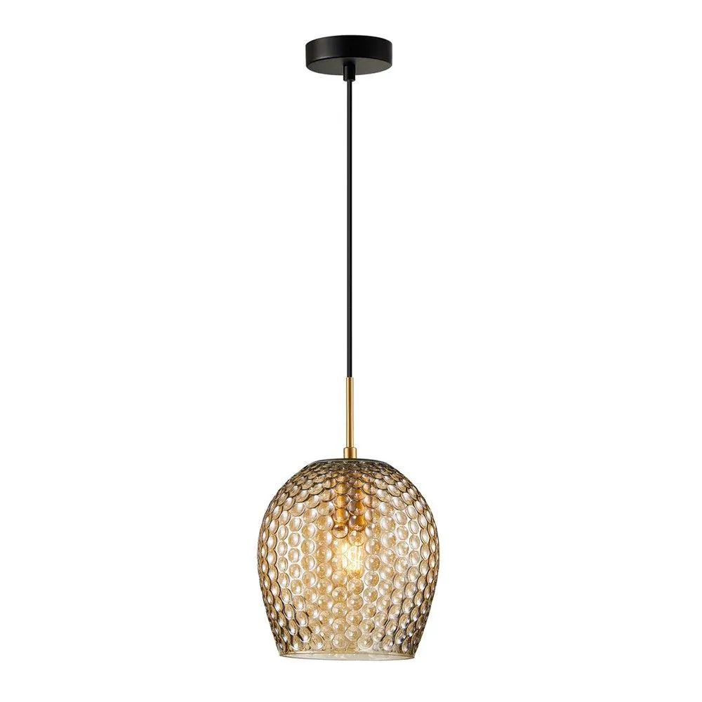 Fossetta Pendant Light in Amber or Smokey Black