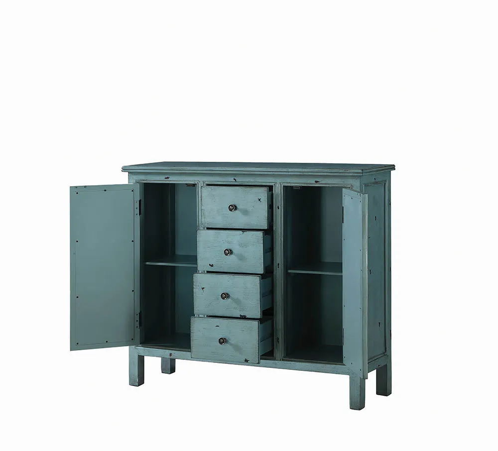 French Country Antique Blue Accent Cabinet