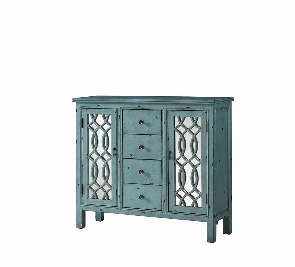 French Country Antique Blue Accent Cabinet