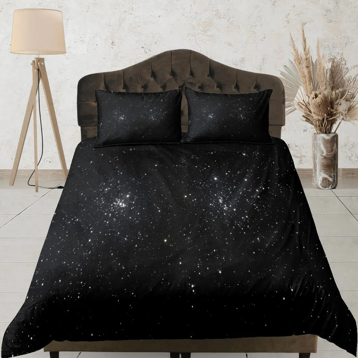 Galaxy Stars Black Duvet Cover Set Bedspread, Dorm Bedding with Pillowcase