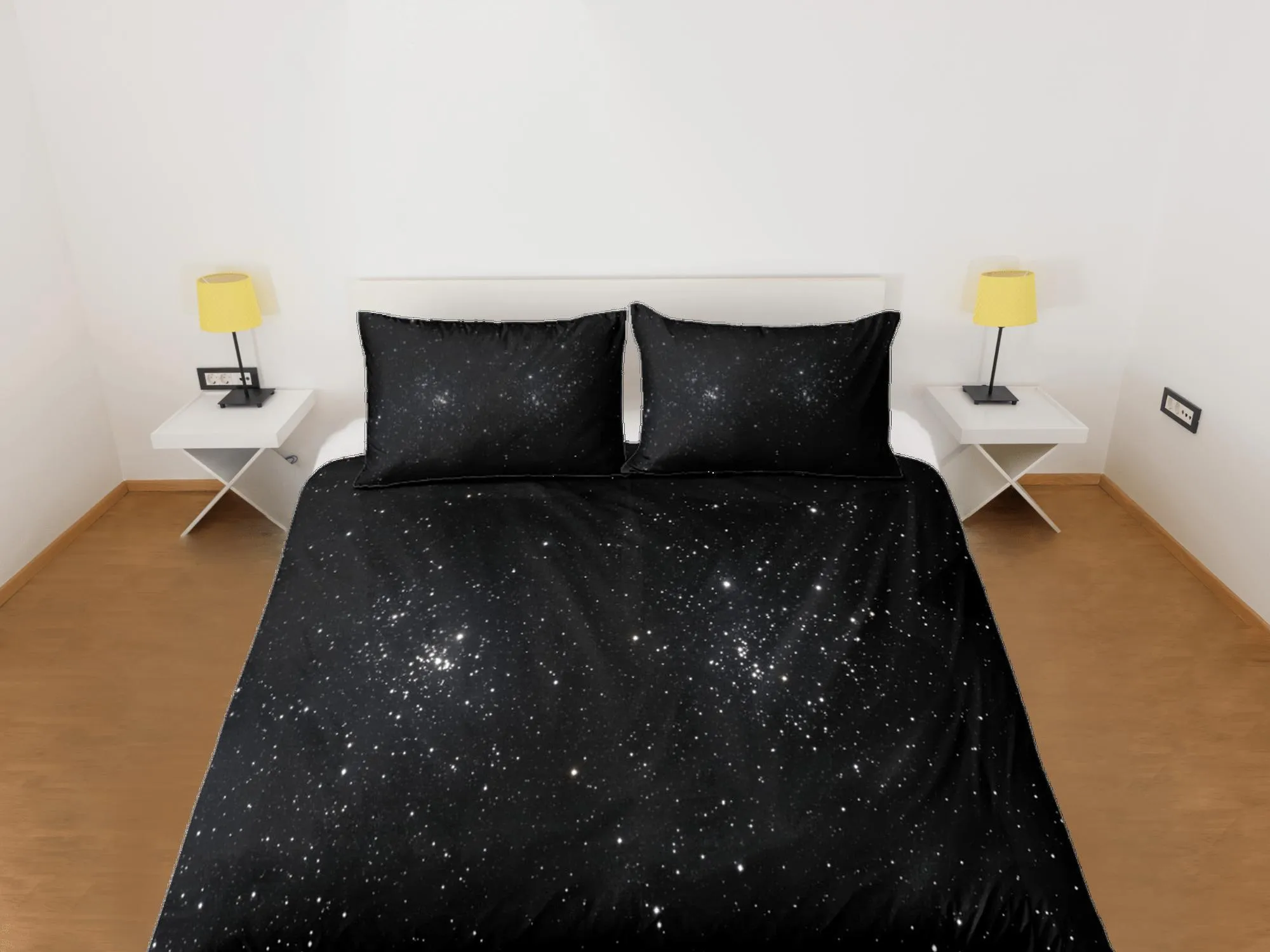 Galaxy Stars Black Duvet Cover Set Bedspread, Dorm Bedding with Pillowcase