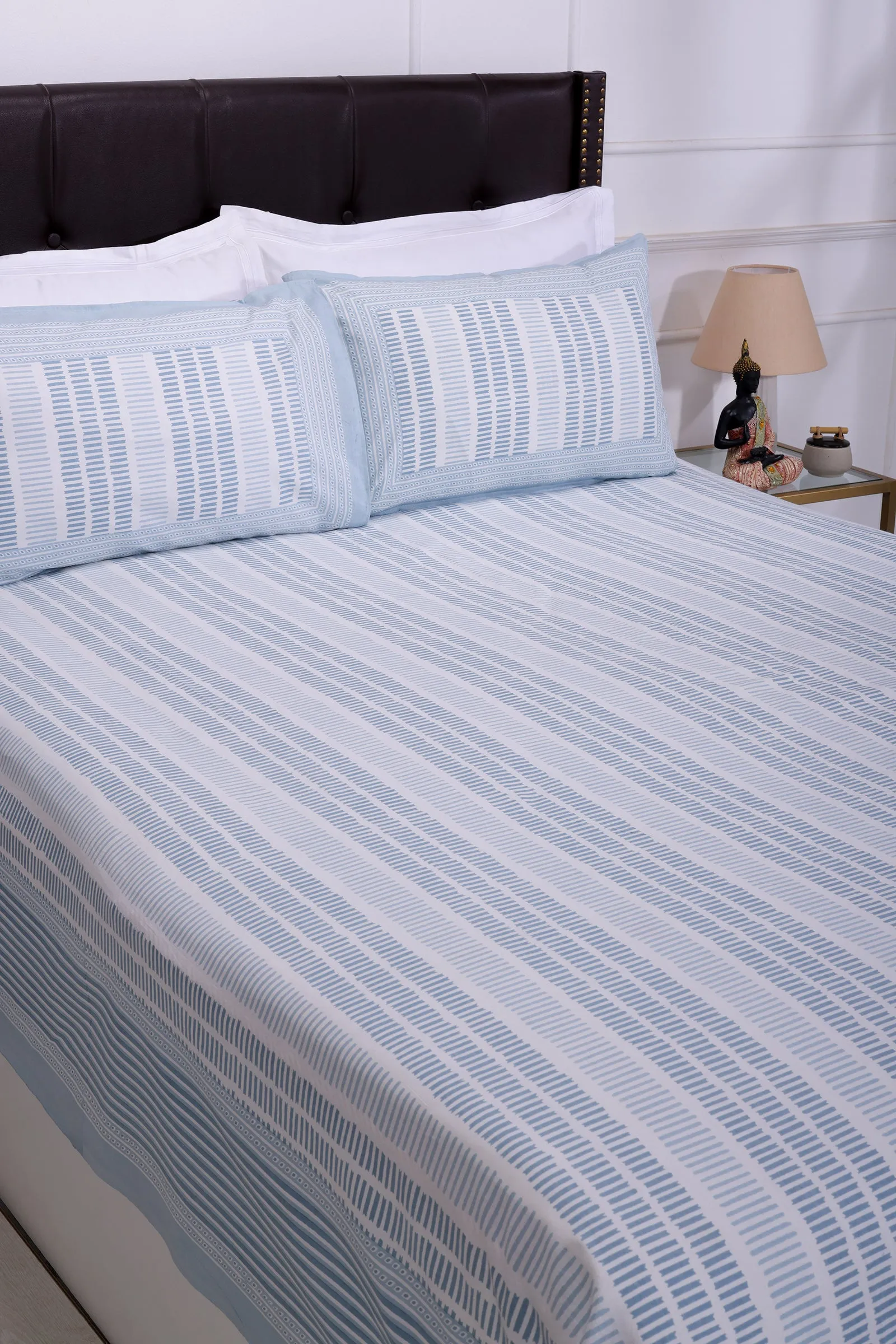 Gayatri Binary Blue Cotton Bedsheet