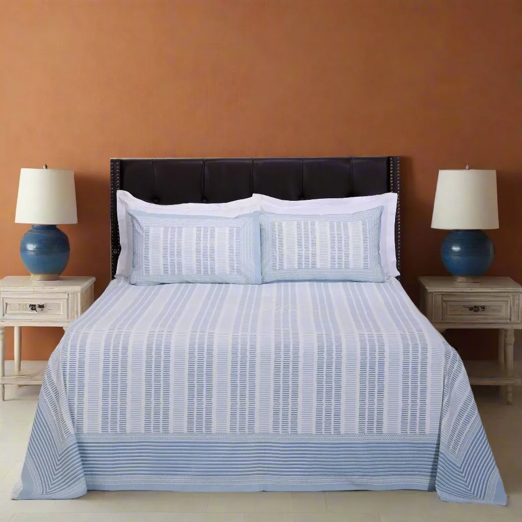 Gayatri Binary Blue Cotton Bedsheet