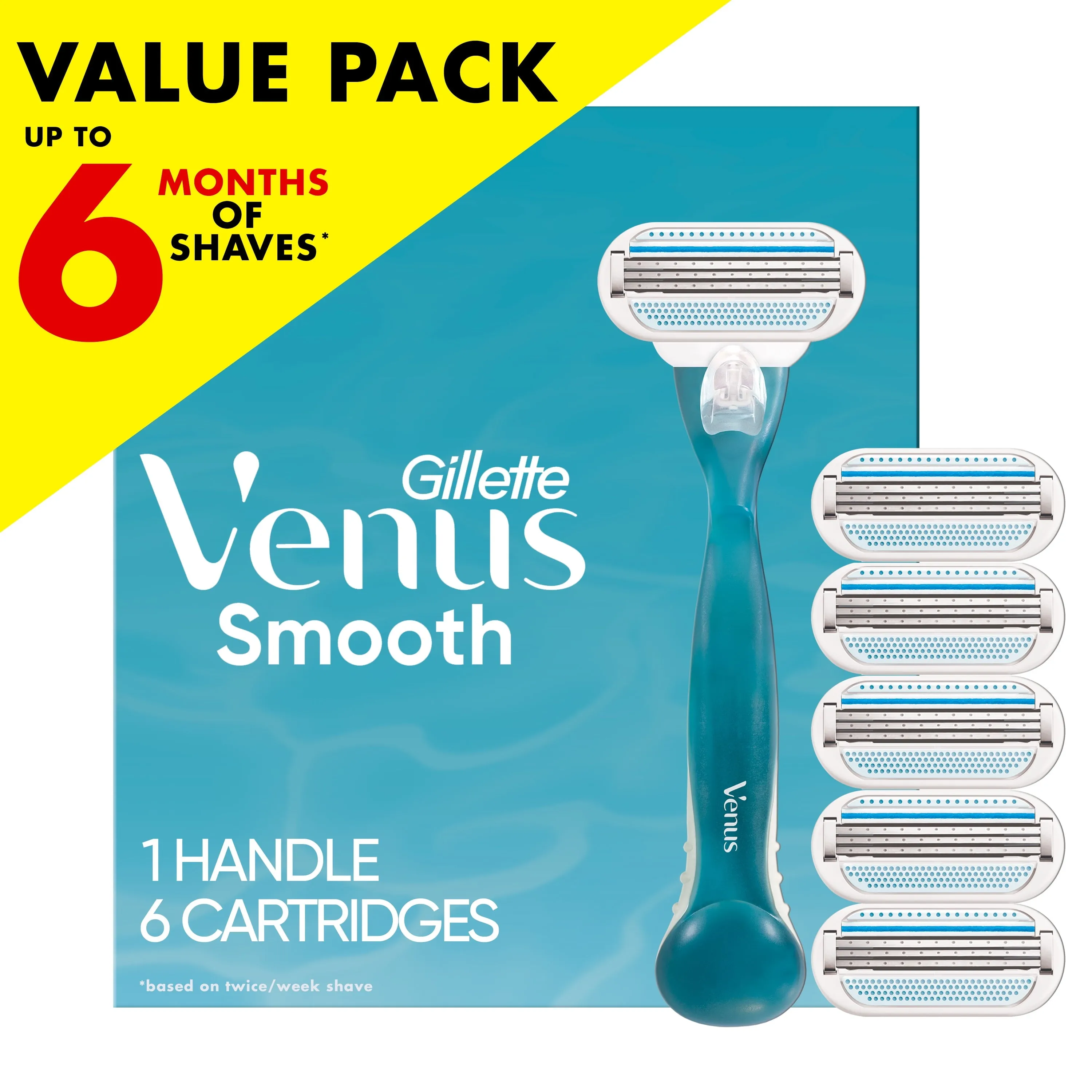 Gillette Venus Smooth Women's Razor Handle   6 Refills