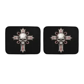 Gothic Skull Cross Back Car Floor Mat 2pcs