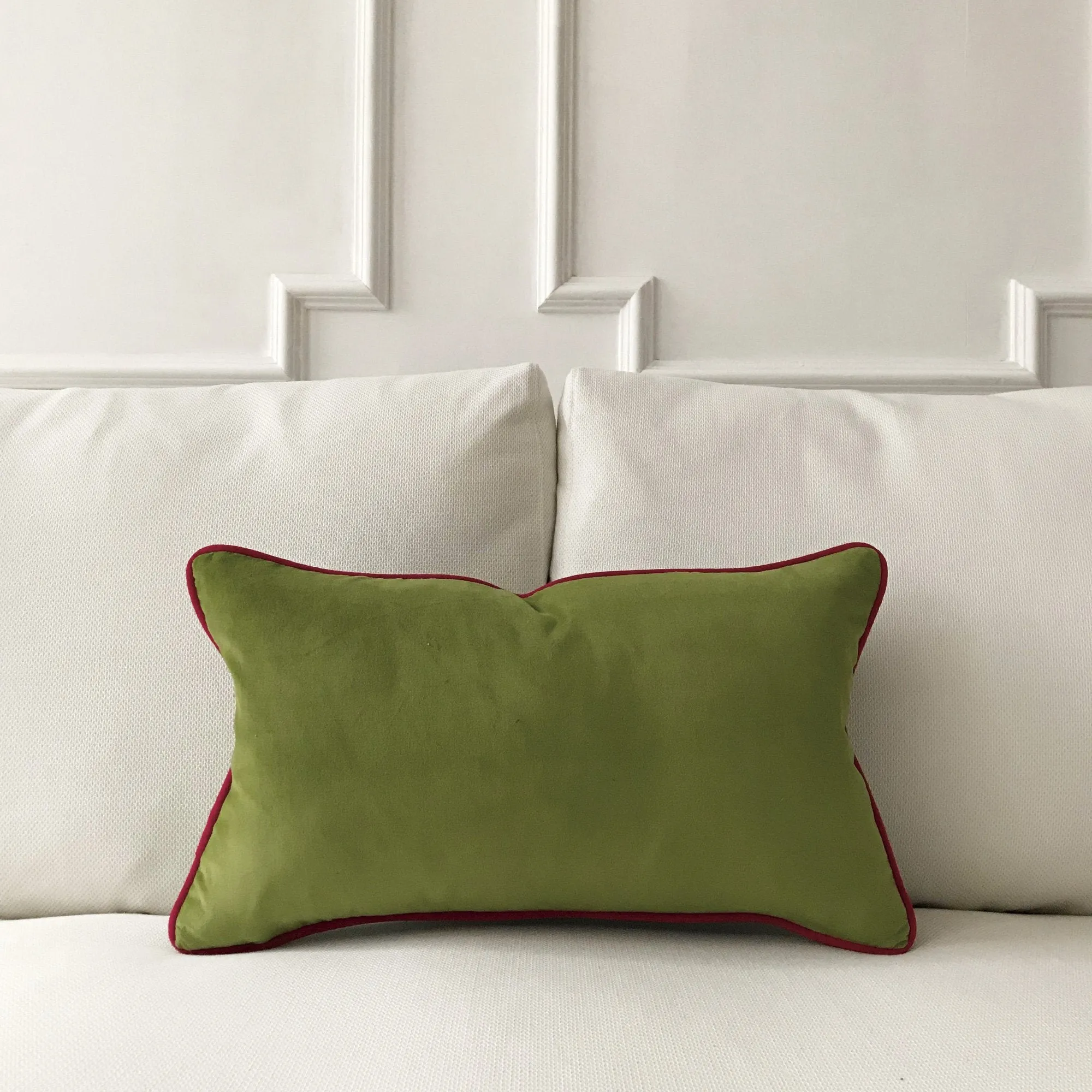 Green and Red Holiday Velvet Lumbar Pillow Cover 13x22