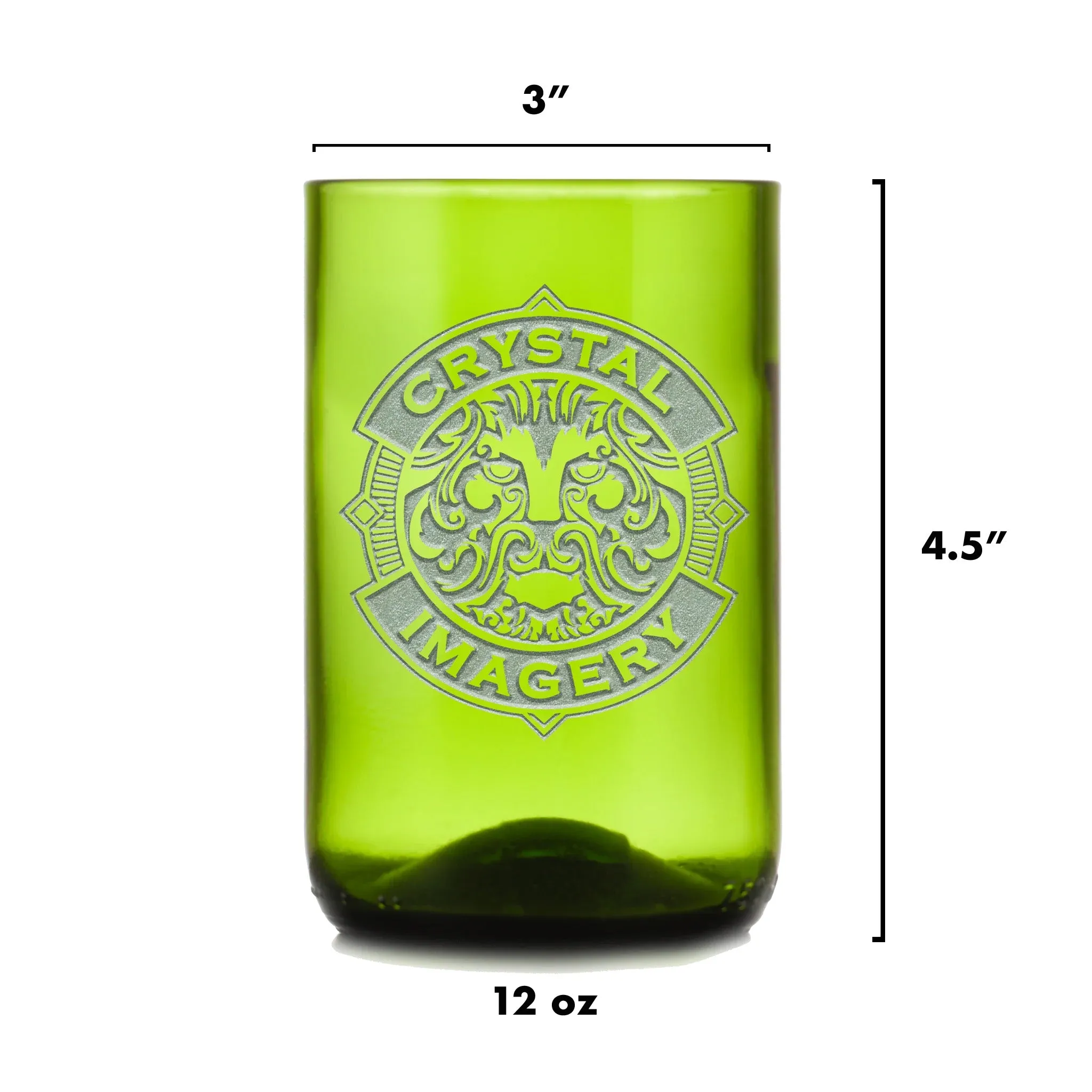 Green Recycled Wine Bottle Glass Tumbler, Family Tree