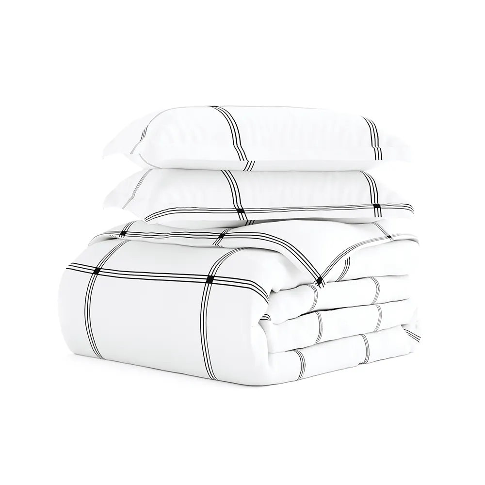 Grid Pattern 3-Piece Duvet Cover Set