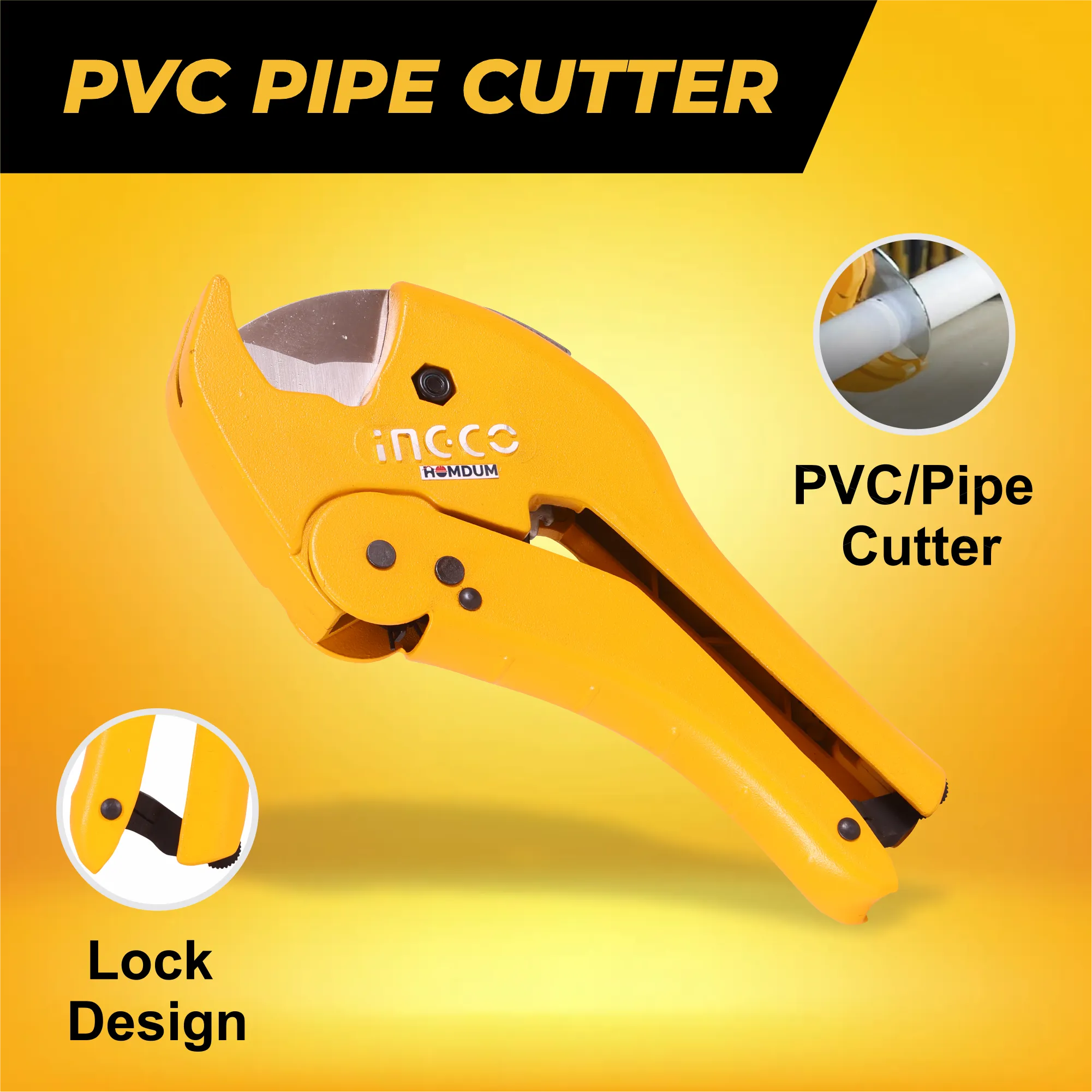 Homdum Pvc Pipe cutter high quality bade 3-42mm INGCO Heavy Duty Ratchet Handheld Hose Tube Cutting Tool for cpvc and ppr pipe plier length 230 mm