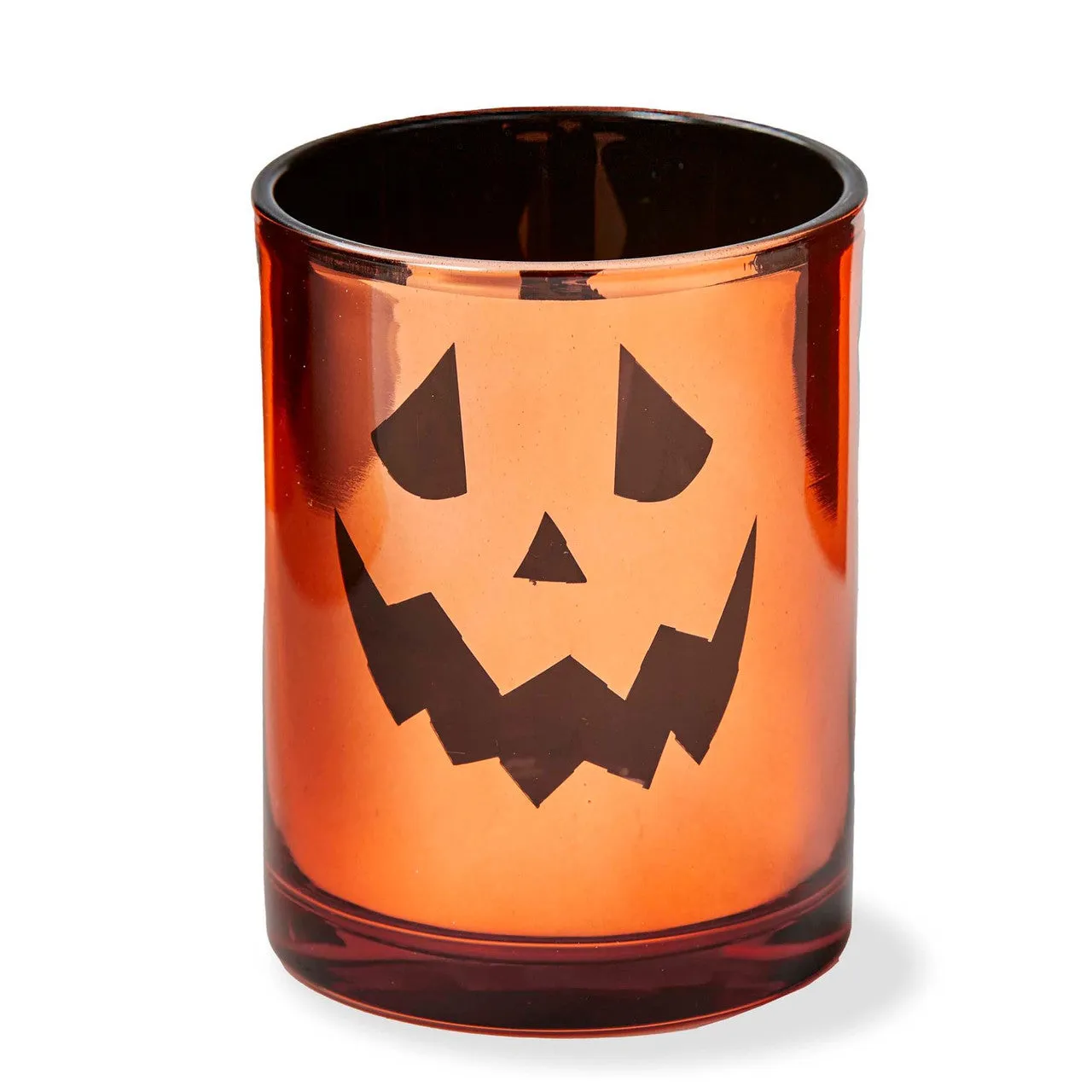 Jack-O-Lantern Glass Tealight Holder – 3.5" H x 3"