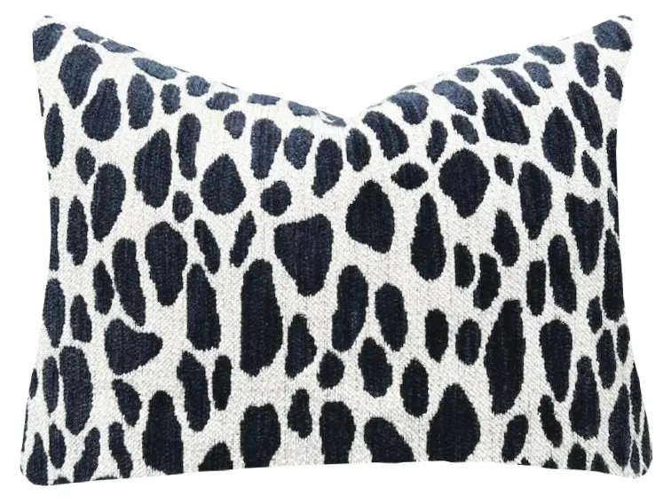 Kendra: Navy Blue Performance Chenille Pillow Cover / Animal Spots pillow / Sage Solid Pillow / Green Throw Pillow Cover