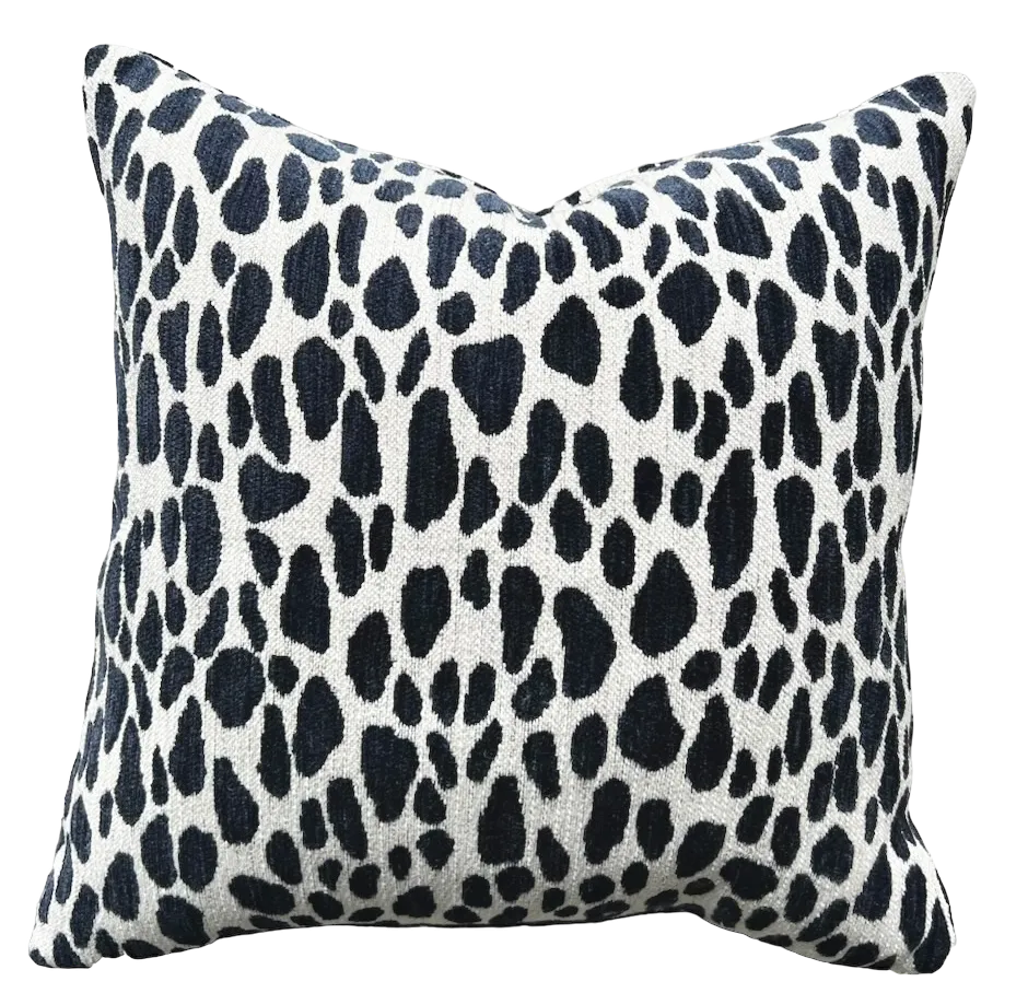 Kendra: Navy Blue Performance Chenille Pillow Cover / Animal Spots pillow / Sage Solid Pillow / Green Throw Pillow Cover