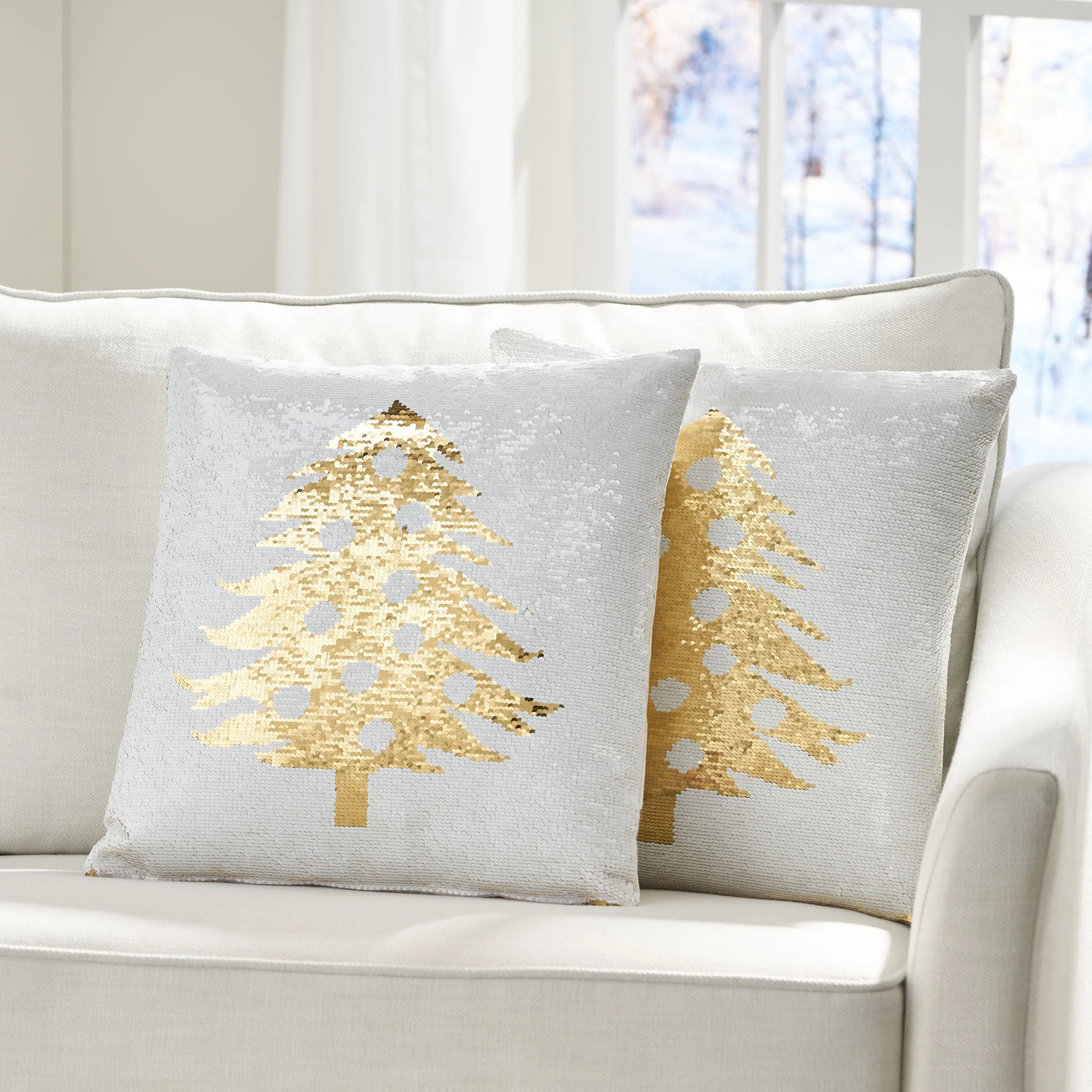 Krosp Glam Sequin Christmas Throw Pillow Cover