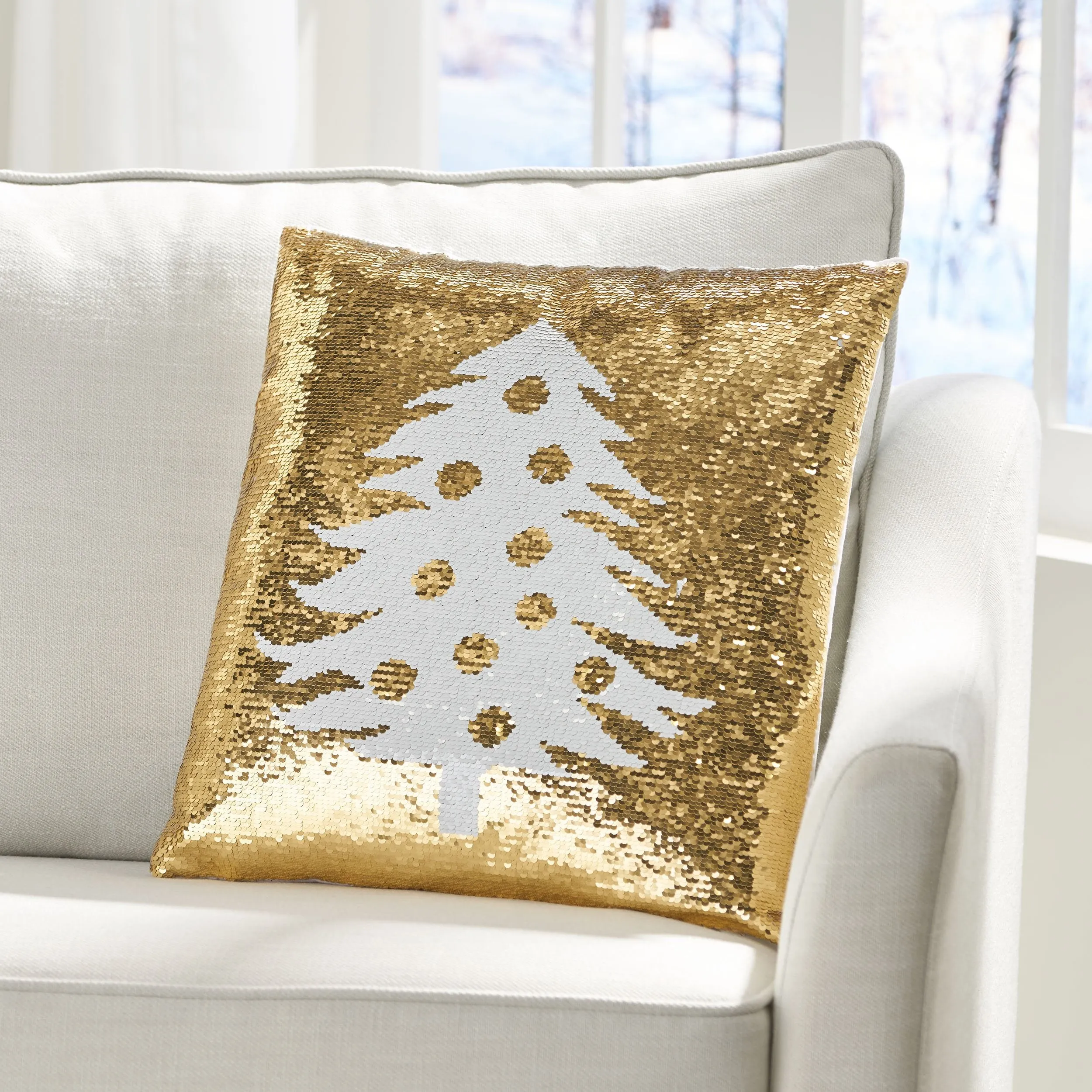 Krosp Glam Sequin Christmas Throw Pillow Cover