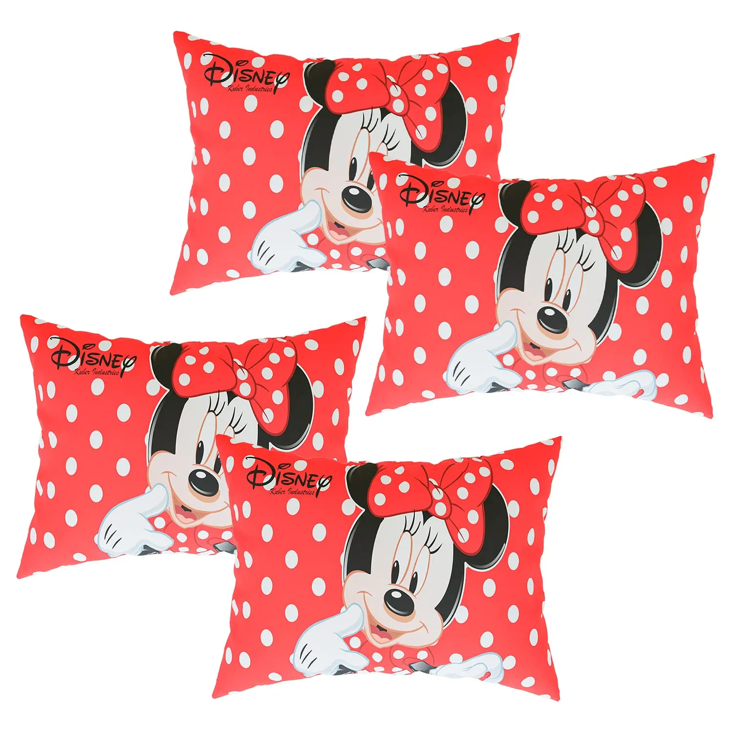 Kuber Industries Disney Mickey Pillow Cover | Silk Pillow Cover | Soft Pillow Cover | Luxurious Pillow Cover For Home | Set of 4 | 16x24 Inch | Red