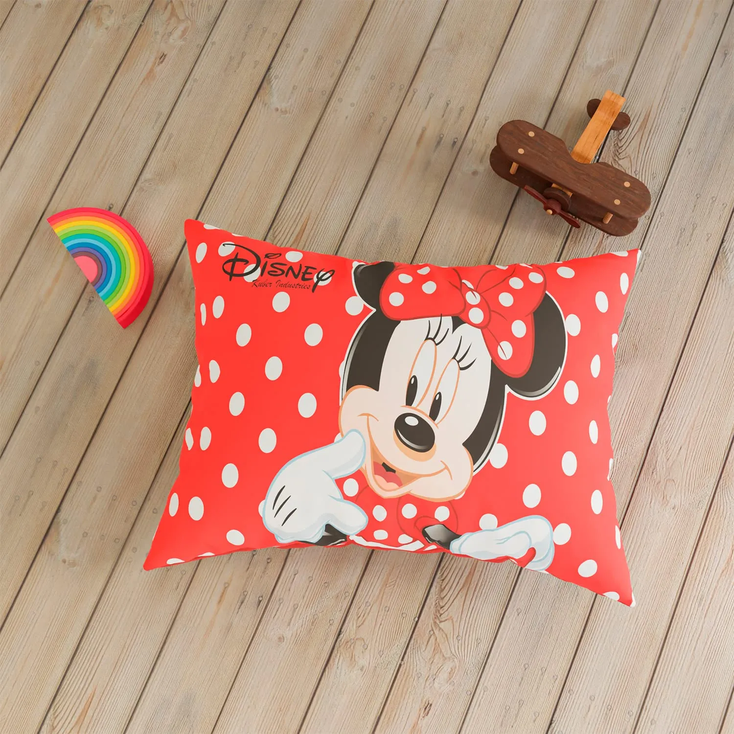 Kuber Industries Disney Mickey Pillow Cover | Silk Pillow Cover | Soft Pillow Cover | Luxurious Pillow Cover For Home | Set of 4 | 16x24 Inch | Red