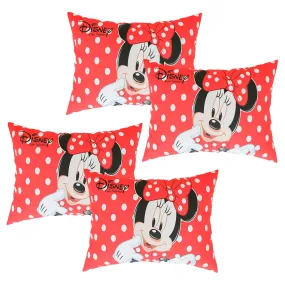 Kuber Industries Disney Mickey Pillow Cover | Silk Pillow Cover | Soft Pillow Cover | Luxurious Pillow Cover For Home | Set of 4 | 16x24 Inch | Red