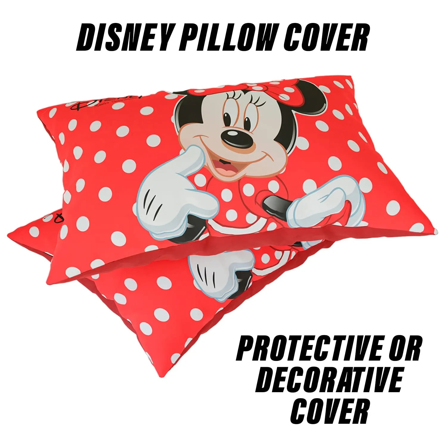 Kuber Industries Disney Mickey Pillow Cover | Silk Pillow Cover | Soft Pillow Cover | Luxurious Pillow Cover For Home | Set of 4 | 16x24 Inch | Red