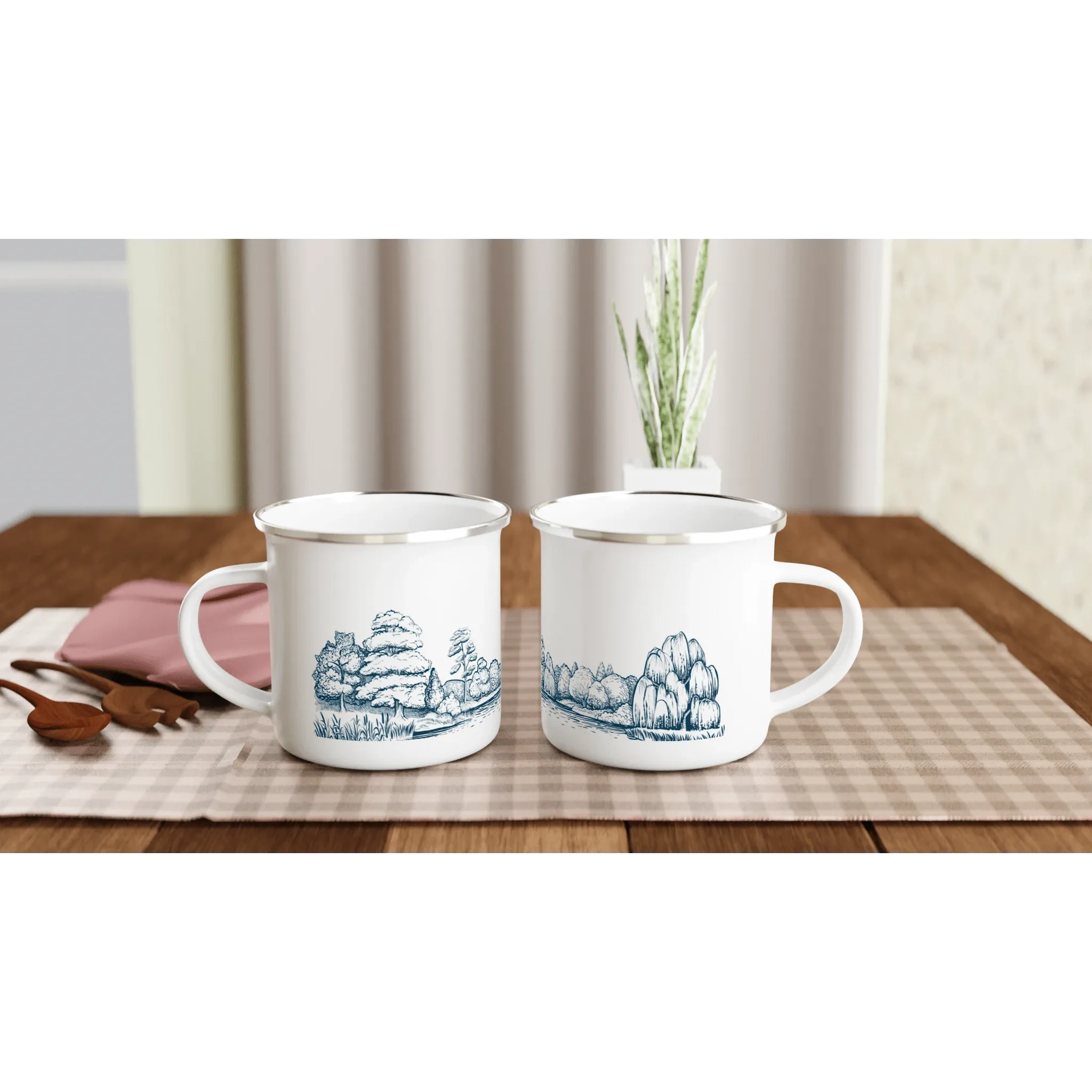 Lake Panoramic Landscape Design | Enamel Mug