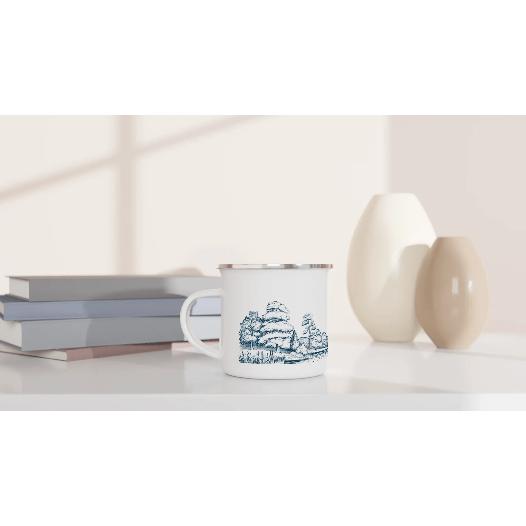 Lake Panoramic Landscape Design | Enamel Mug