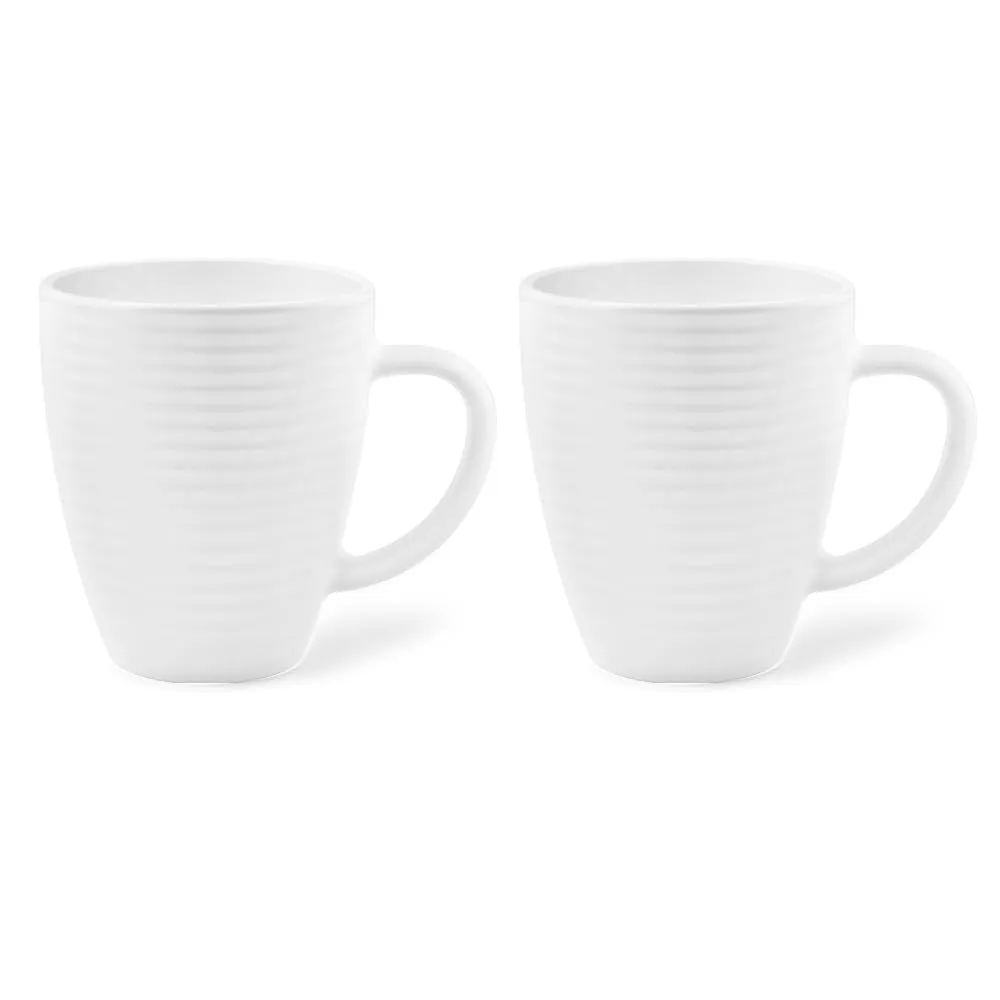 Larah by Borosil 2 Pcs Tea/Coffee Orbit White Opalware Mug, 400 ml Each, Microwave & Dishwasher Safe, Bone-Ash Free, Crockery Set Ideal for Daily Use & Gifting