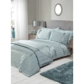 Lewis's Aria Duck Egg Quilted Satin Panel Luxury Duvet Cover Set