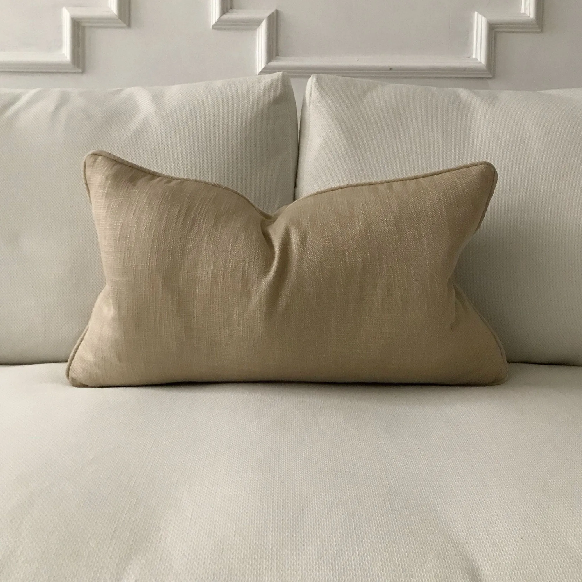 Light Brown Solid Linen Lumbar Pillow Cover 15x26