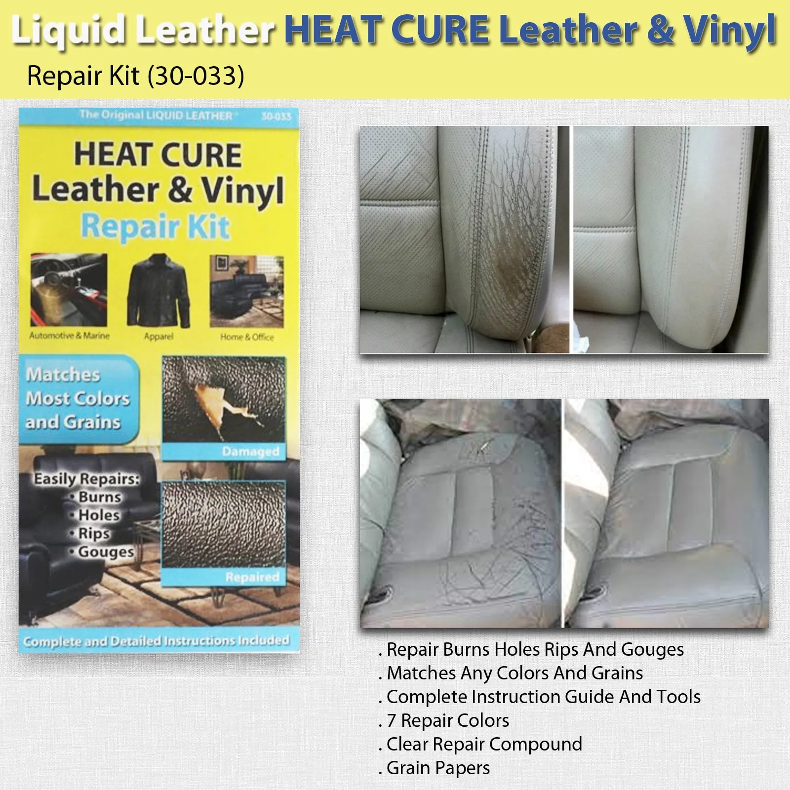 Liquid Leather  HEAT CURE Leather & Vinyl Repair Kit (30-033)