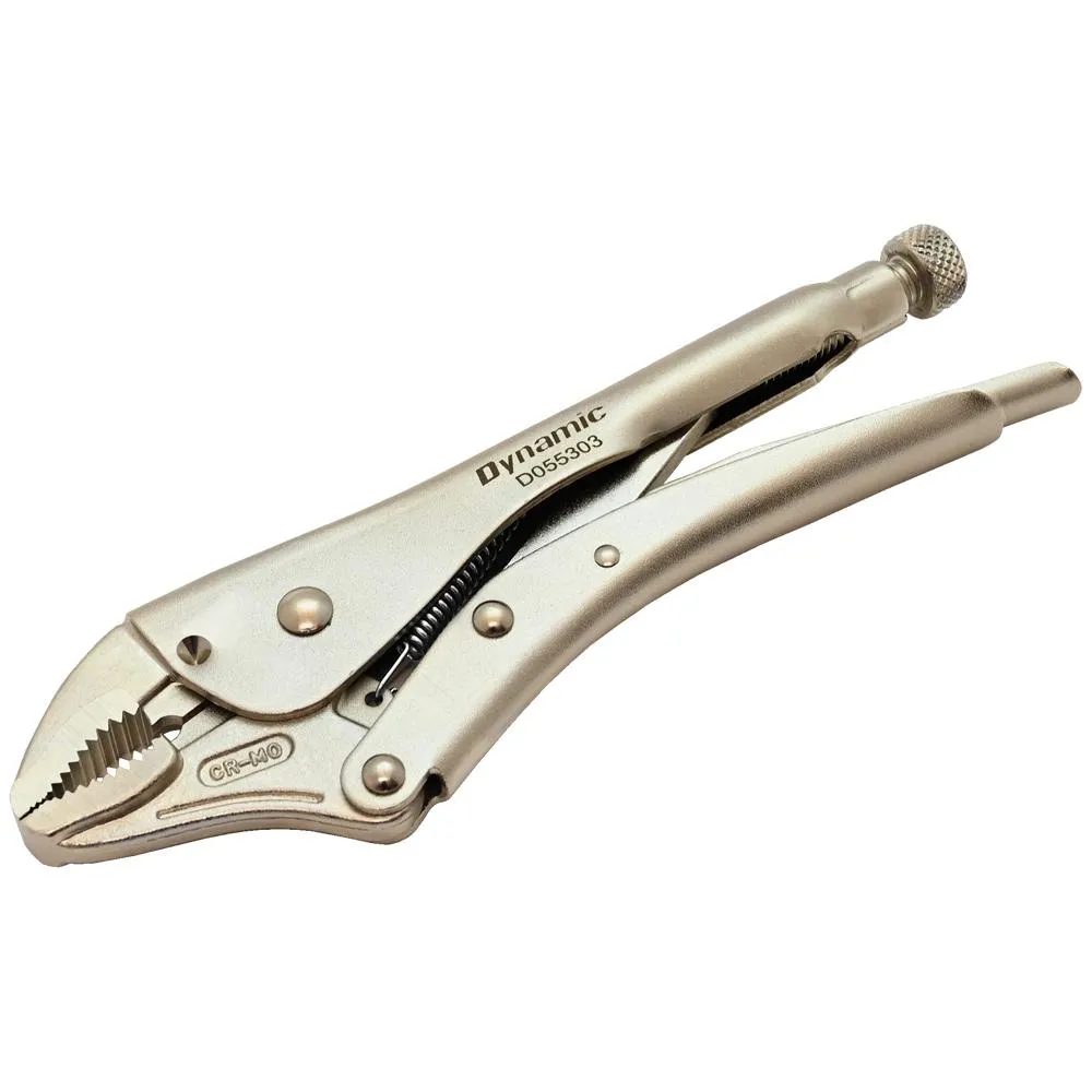 Locking Pliers With Curved Jaws and Wire Cutter