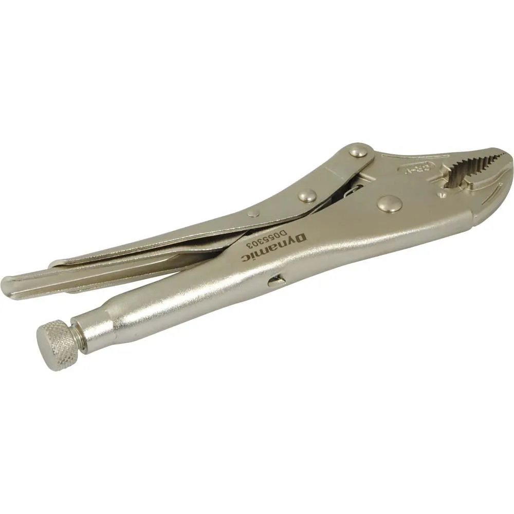 Locking Pliers With Curved Jaws and Wire Cutter