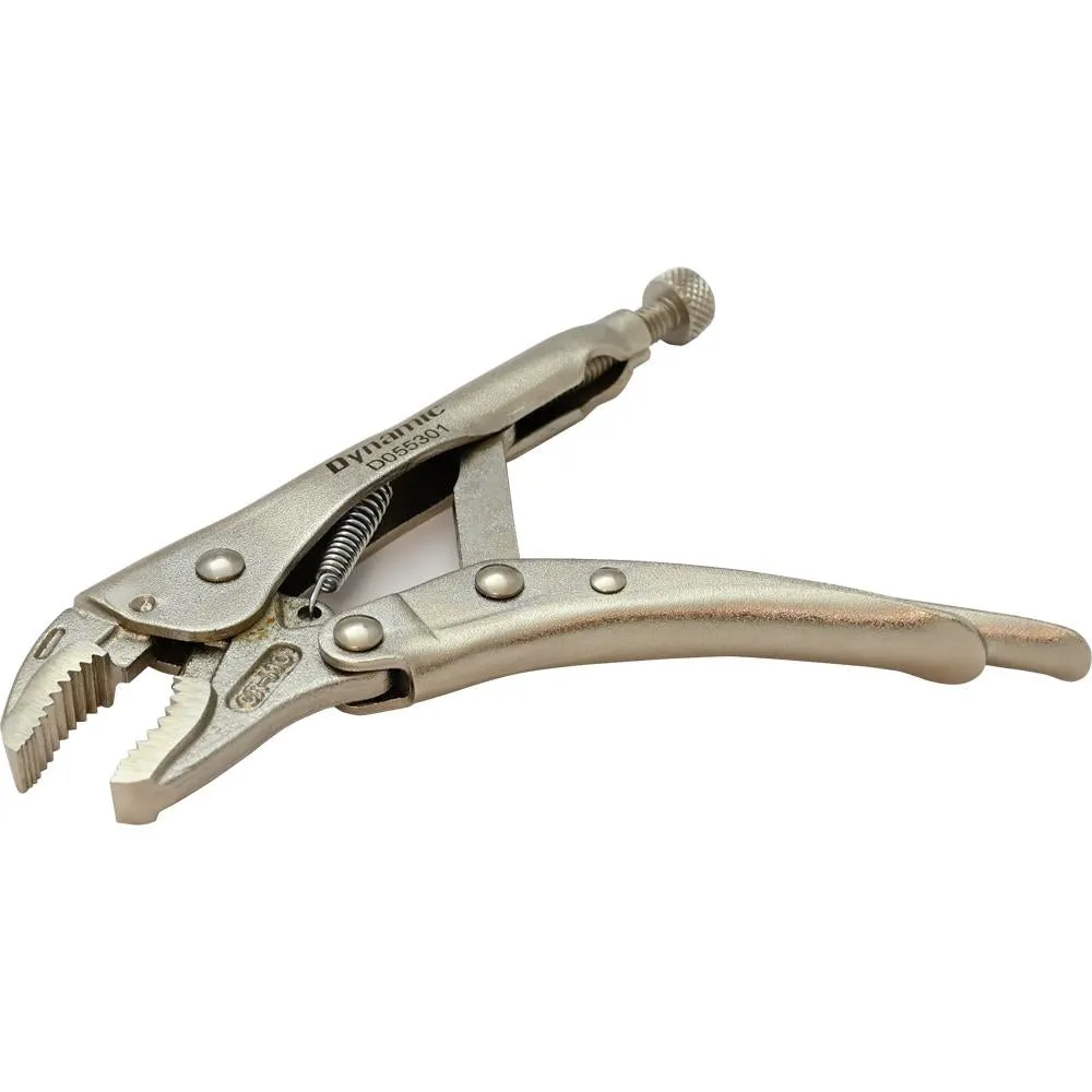 Locking Pliers With Curved Jaws and Wire Cutter