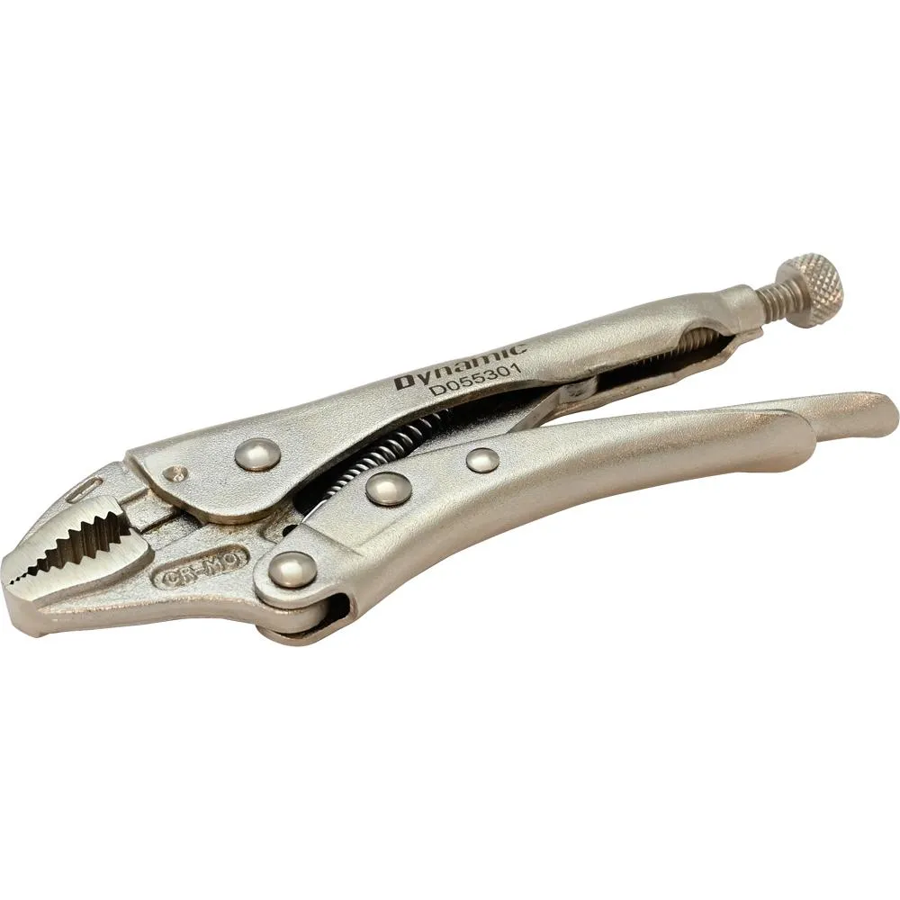 Locking Pliers With Curved Jaws and Wire Cutter