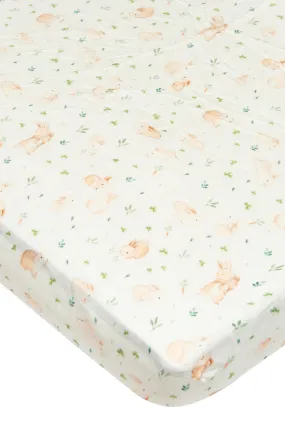 Loulou Lollipop Fitted Crib Sheet Bunny Meadow