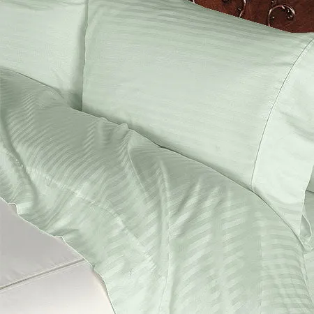 Luxury 1000 TChread Count 100% Egyptian Cotton Full Sheet Set Striped In Sage