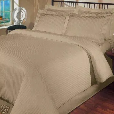 Luxury 1000TC 100% Egyptian Cotton Duvet Cover - Full/Queen Striped in Taupe