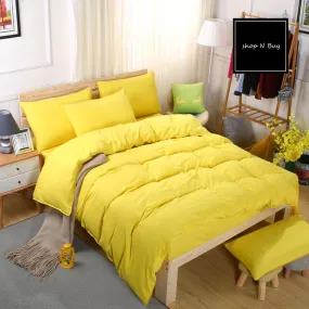 Luxury Lemon Yellow Duvet Set - 6 Pieces