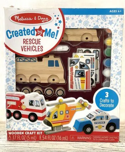 Melissa & Doug Wooden Craft Kit - Rescue Vehicles