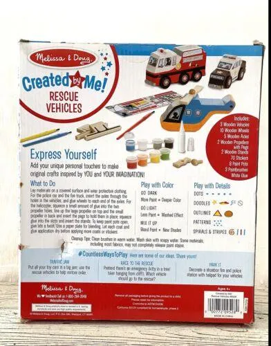 Melissa & Doug Wooden Craft Kit - Rescue Vehicles