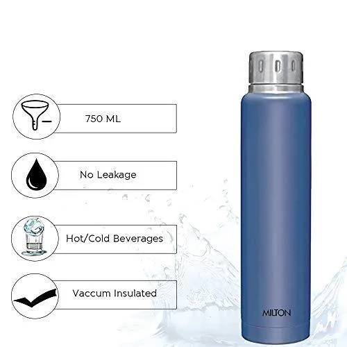 Milton Elfin 750 Thermosteel 24 Hours Hot and Cold Water Bottle, 750 ml, Blue