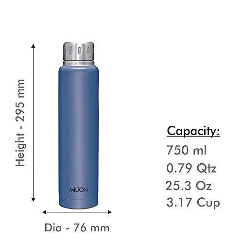 Milton Elfin 750 Thermosteel 24 Hours Hot and Cold Water Bottle, 750 ml, Blue