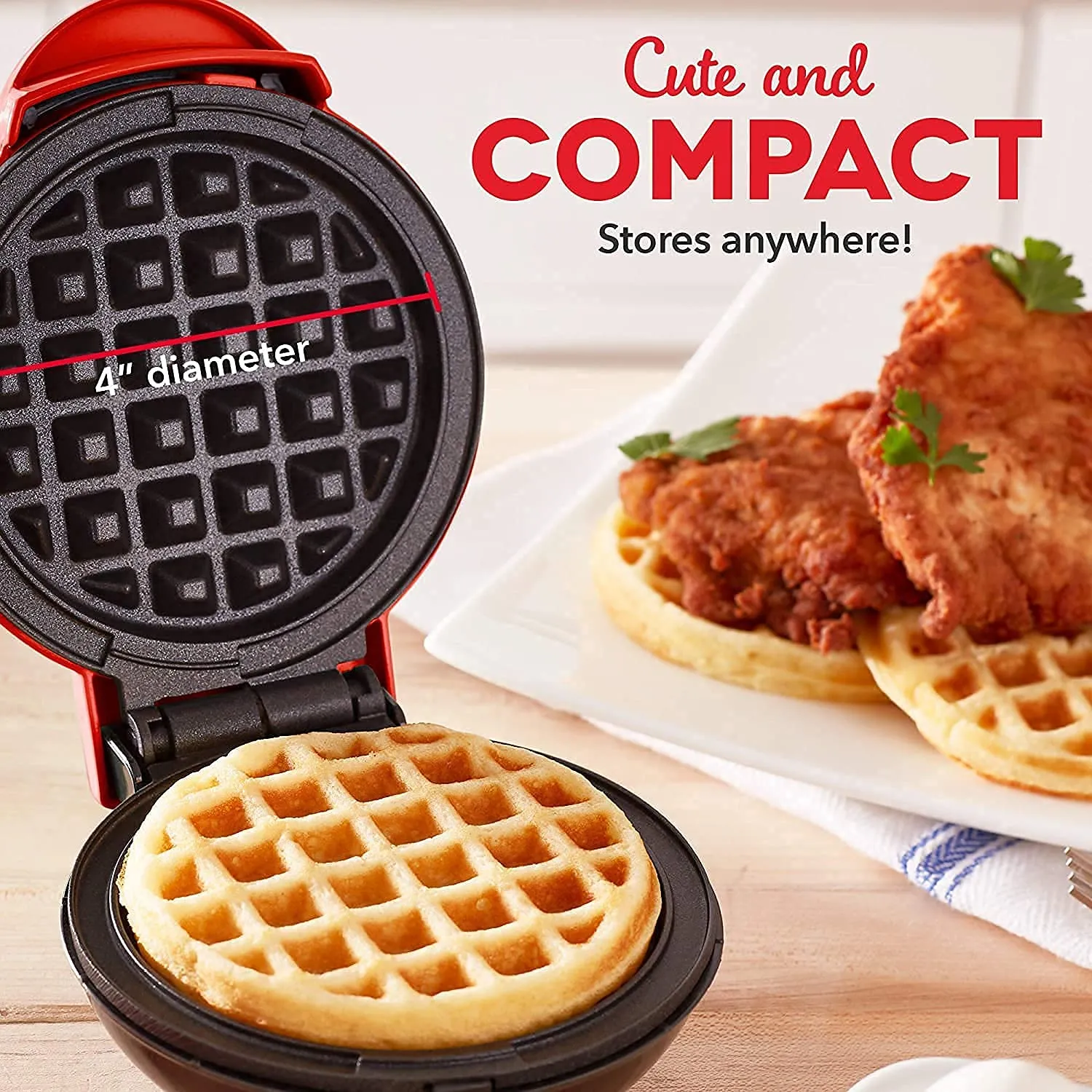 Mini Waffle Maker, Waffle Maker Machine,Mini Maker for Individual Waffles, Hash Browns, Keto Chaffles with Easy to Clean, Non-Stick Surfaces,Individual Belgian Waffles