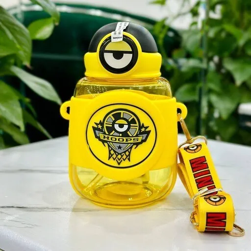 Minions Water Bottle with Straw and Strap