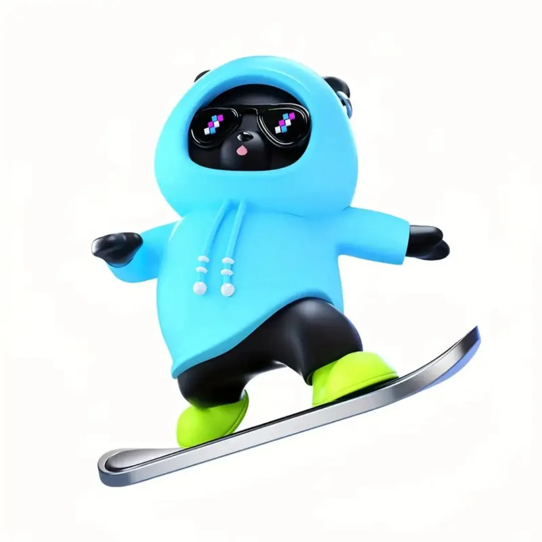 Movable Skateboarding Panda Car Interior Decoration