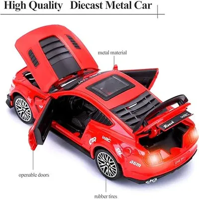 MUSTANG 1:32 DIECAST SCALE MODEL METAL PULL BACK WITH OPENABLE DOORS & LIGHT, MUSIC TOY VEHICLE FOR KIDS [ COLOR AS PER STOCK ]