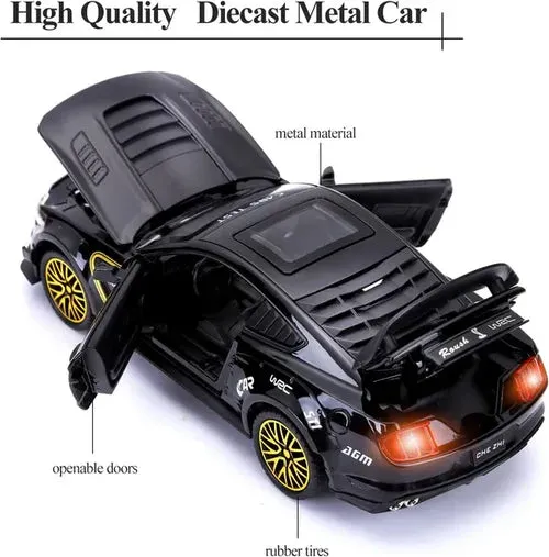 MUSTANG 1:32 DIECAST SCALE MODEL METAL PULL BACK WITH OPENABLE DOORS & LIGHT, MUSIC TOY VEHICLE FOR KIDS [ COLOR AS PER STOCK ]