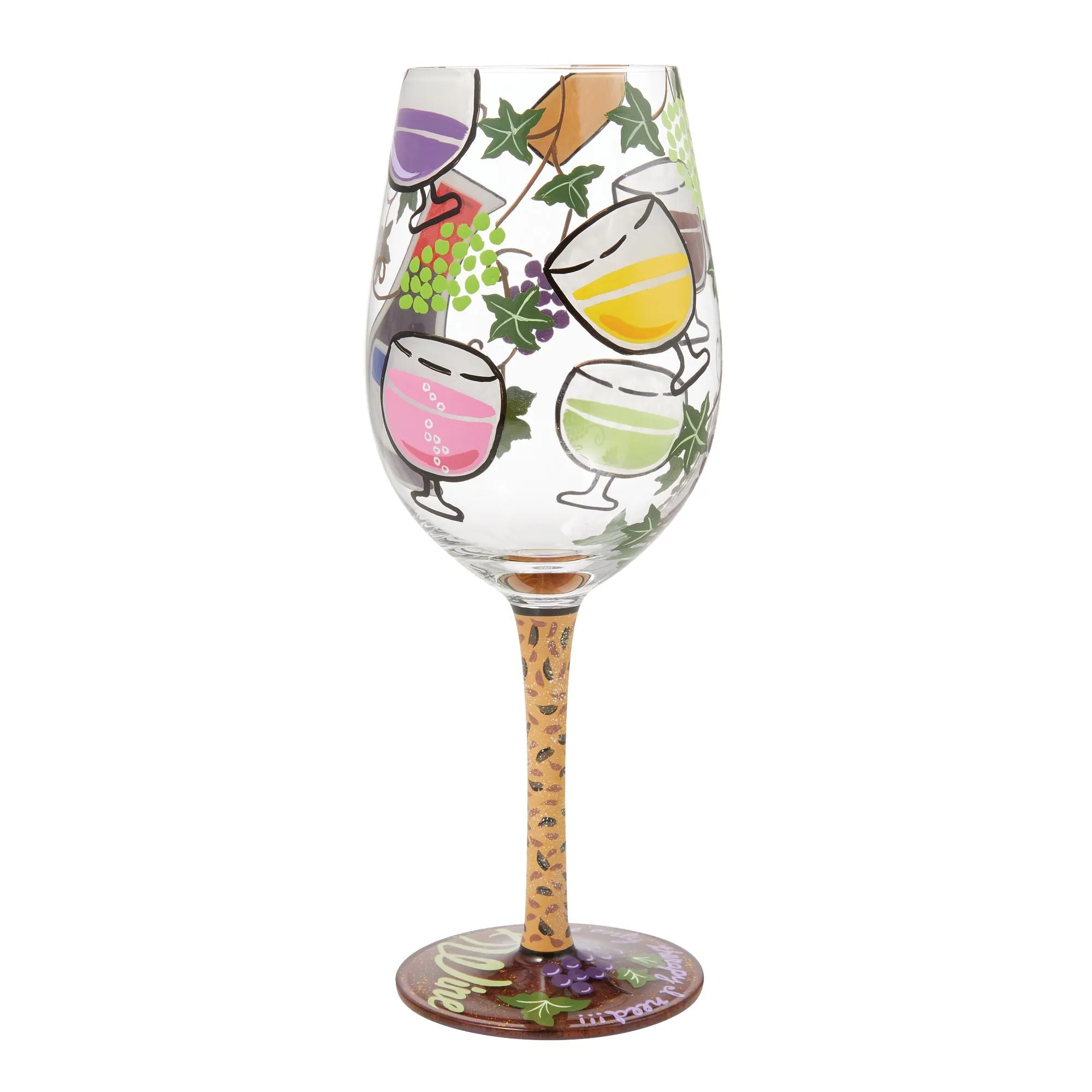 My Therapy Hand-painted Artisan Wine Glass, 15 oz.