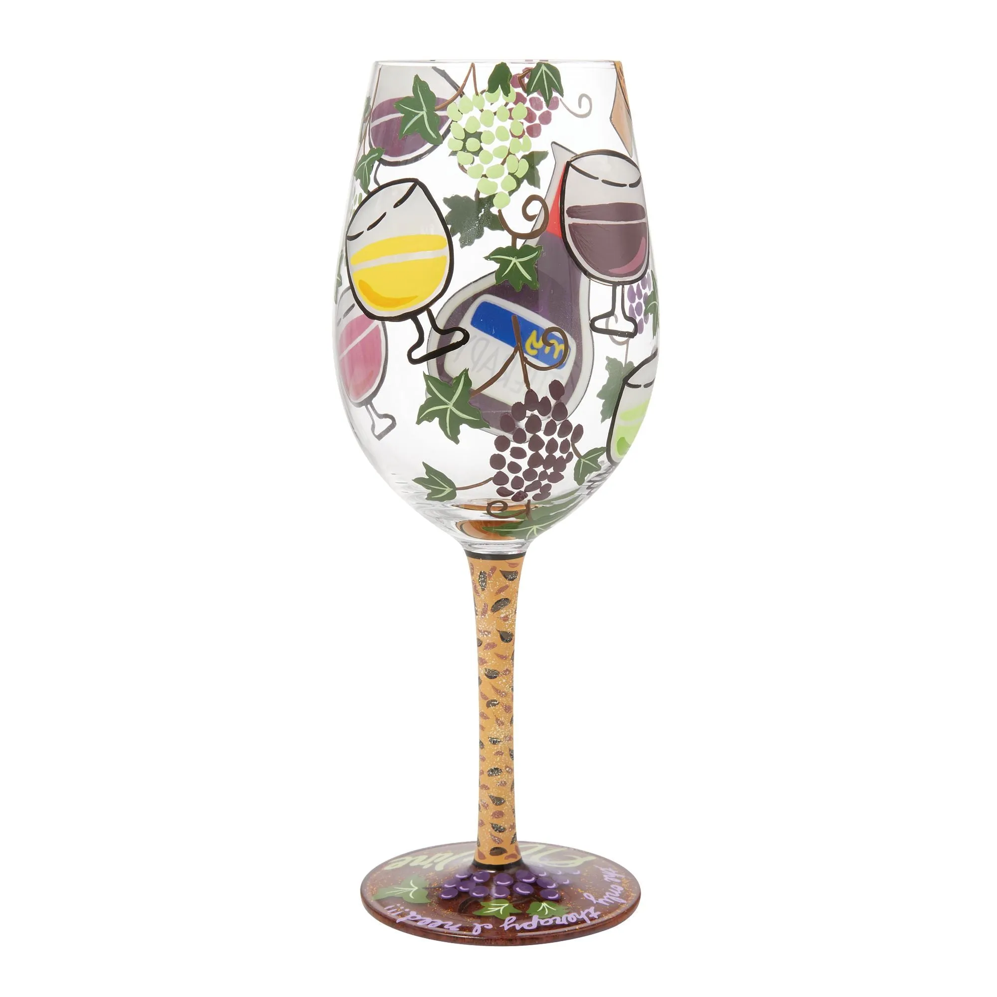 My Therapy Hand-painted Artisan Wine Glass, 15 oz.